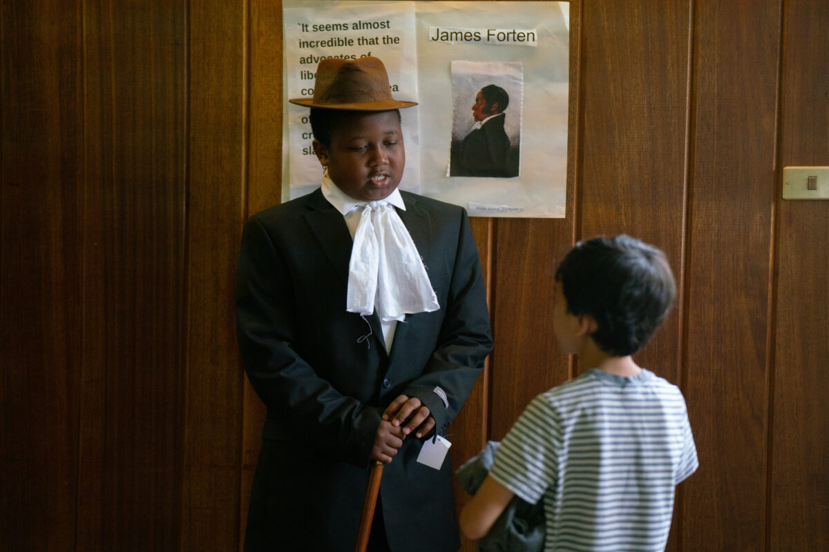 Student dressed as historical figure