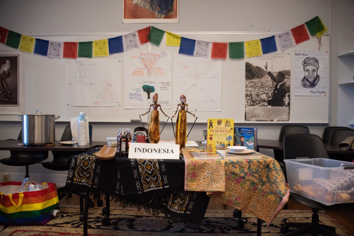 classroom decorated for international festival