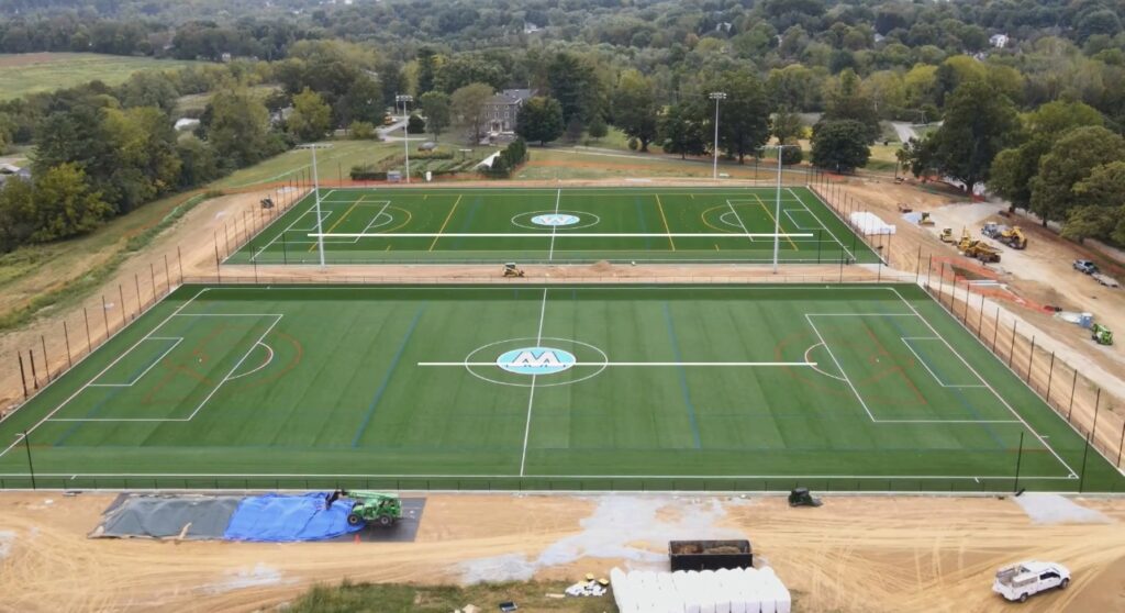 Arial view of progress on Oak Lane Turf Fields